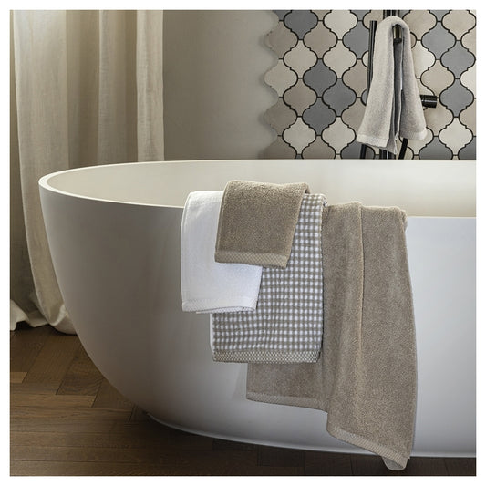COPPIA OSPITE E ASCIUGAMANO SQUARE JACQUARD CORDA/TRAVERTINO