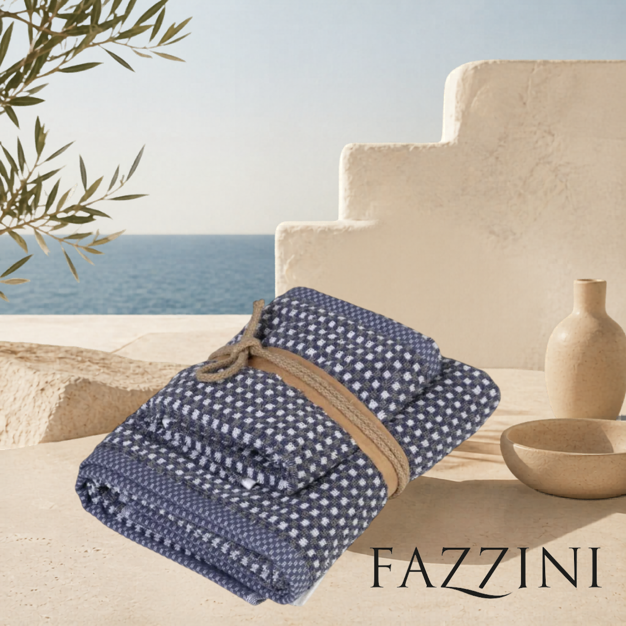COPPIA OSPITE E ASCIUGAMANO SQUARE JACQUARD BLU/GRIGIO