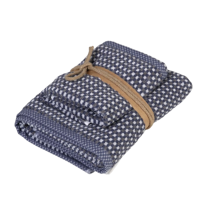 COPPIA OSPITE E ASCIUGAMANO SQUARE JACQUARD BLU/GRIGIO