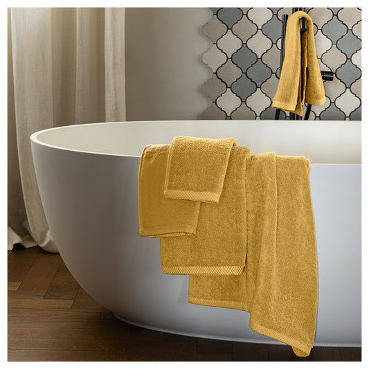 COPPIA OSPITE E ASCIUGAMANO SQUARE SENAPE