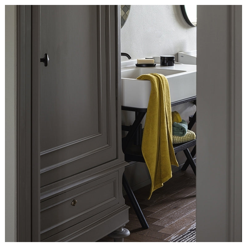 COPPIA OSPITE E ASCIUGAMANO SQUARE JACQUARD VERDE/SENAPE