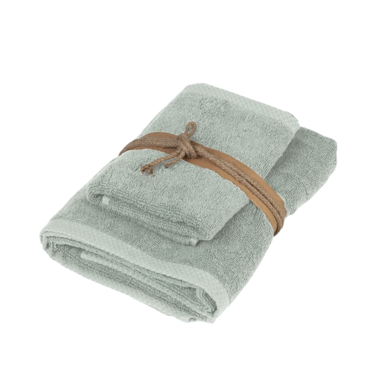 GUEST COUPLE AND SQUARE EUCALYPTUS GREEN TOWEL