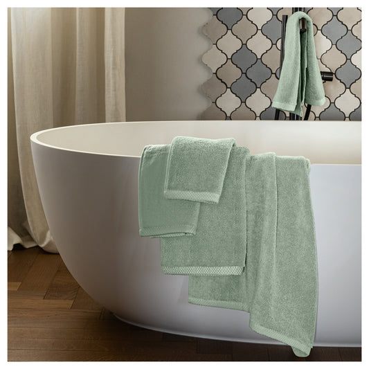 GUEST COUPLE AND SQUARE EUCALYPTUS GREEN TOWEL